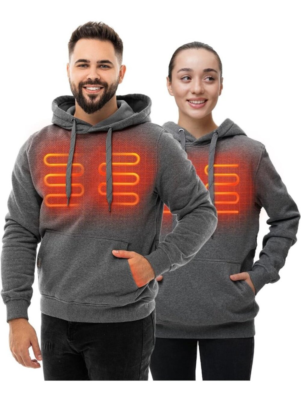 Cozy Heated Pullover Hoodie for Men & Women with 5V Power Bank, Warm & Stylish